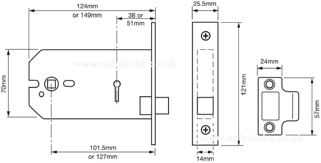 Union 26773 Horizontal Mortice Latch